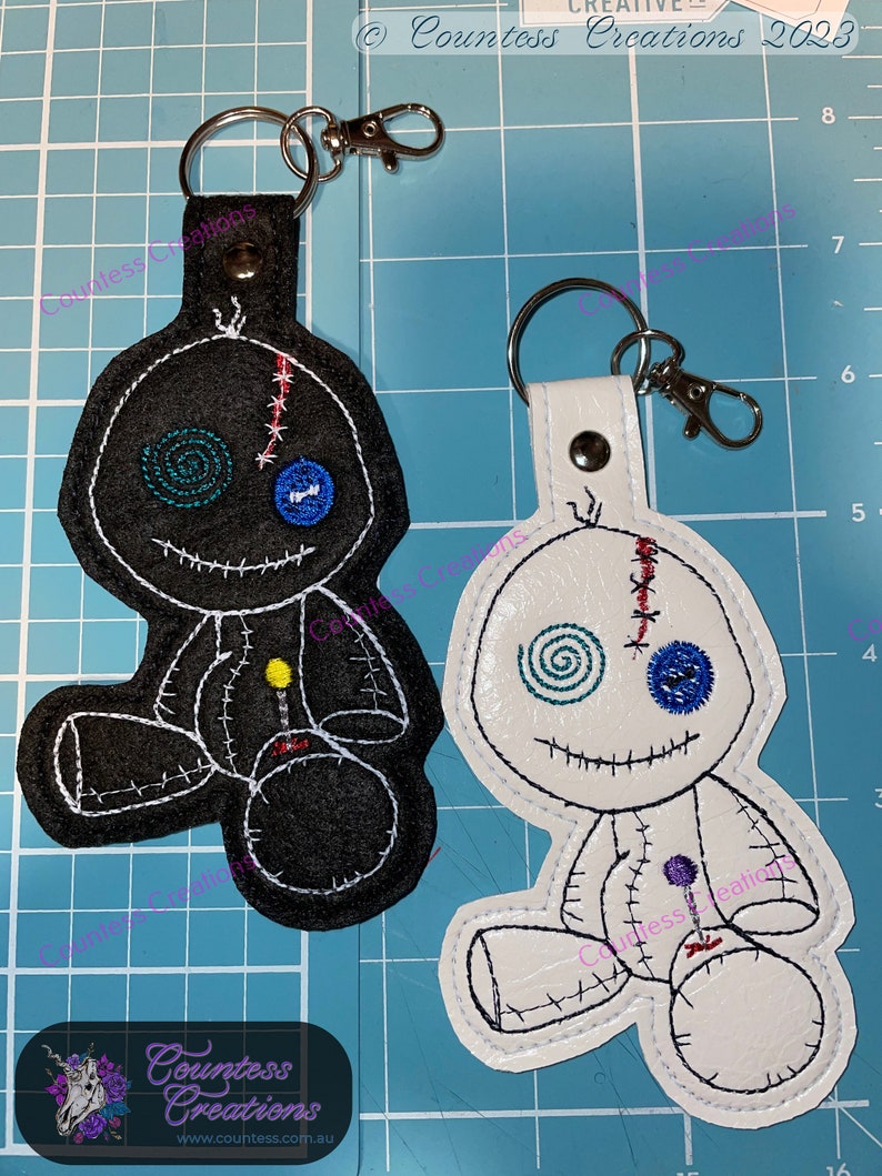 Digital Machine Embroidery Design, Keychain, Voodoo Doll Tessalated, 5x7 image 3