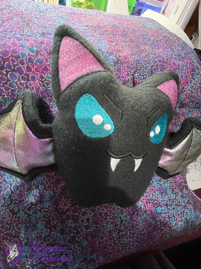 Plushie Vampire Bat, Gothic decor, spooky cute, creepy, gift for, stuffed animal, stuffie image 7