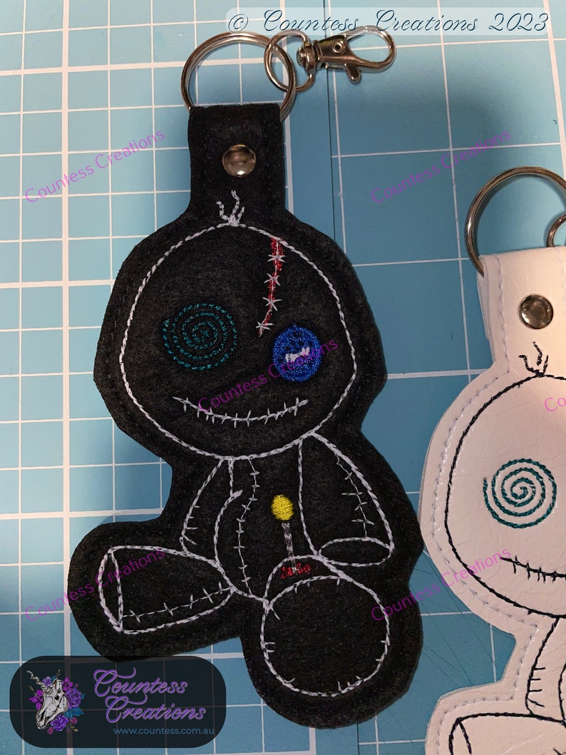 Digital Machine Embroidery Design, Keychain, Voodoo Doll Tessalated, 5x7 image 5