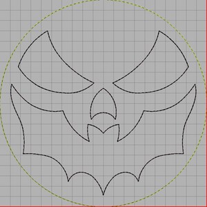 Digital Machine Embroidery Design, Halloween Face, Bat 8x8 image 3