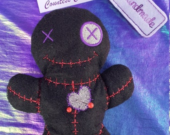 Plushie - Voodoo Doll, Creepy, Spooky Cute, Goth, Gift For, Toys, Hoodoo, Wiccan, Manifesting, Horror