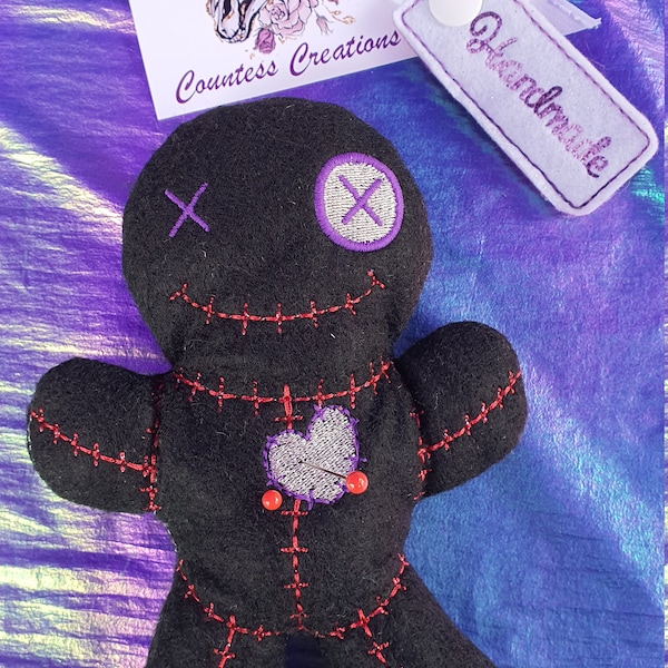 Plushie - Voodoo Doll, Creepy, Spooky Cute, Goth, Gift For, Toys, Hoodoo, Wiccan, Manifesting, Horror