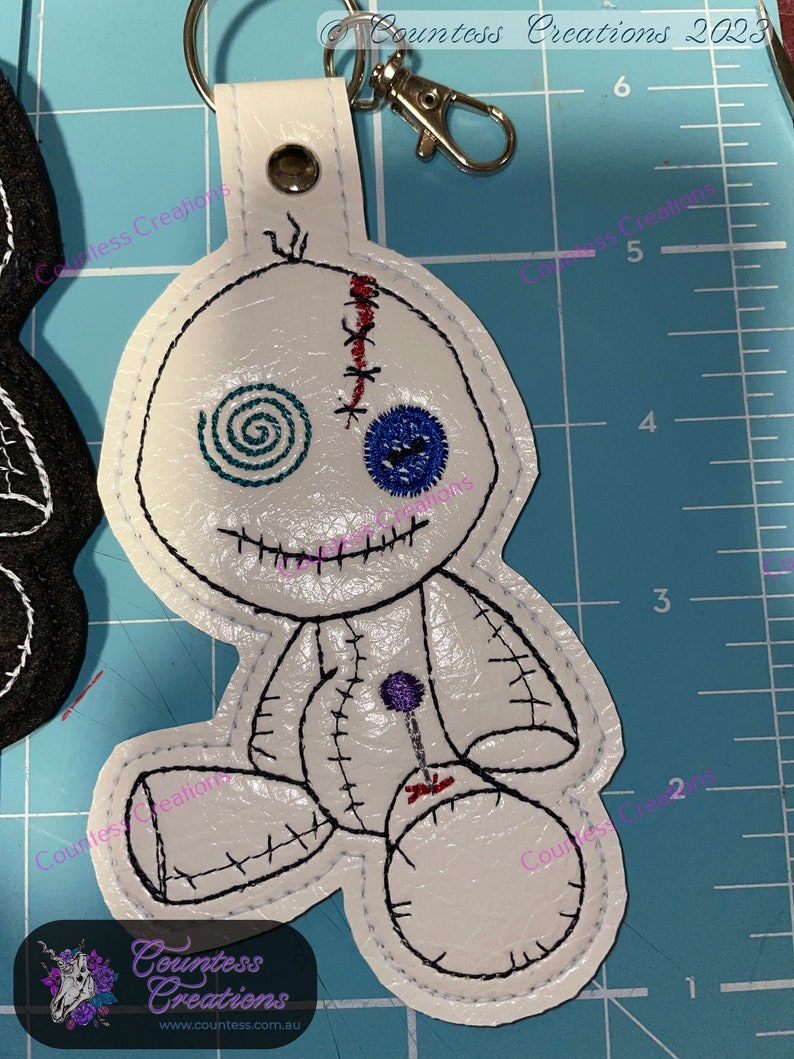 Digital Machine Embroidery Design, Keychain, Voodoo Doll Tessalated, 5x7 image 4