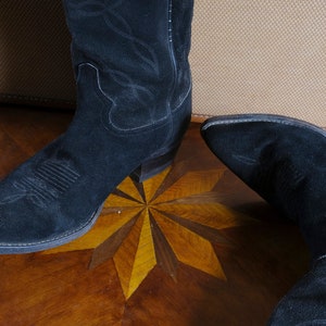 Vintage Black Suede Roughout Western Boots by Tony Lama Mens 10 1