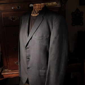 Vintage Black Slim Cut Phoenix Manstyle  Tailored Wool Suit Jacket -Men&#39;s Small Woman&#39;s Medium made in USA