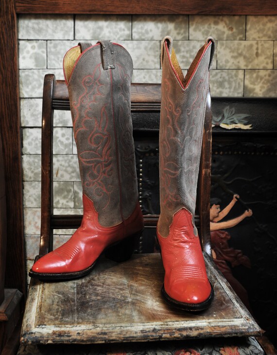 grey suede cowboy boots