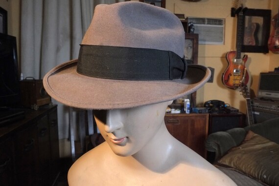 Vintage Medium Grey Fur Felt Richaman  Fedora Hat… - image 2