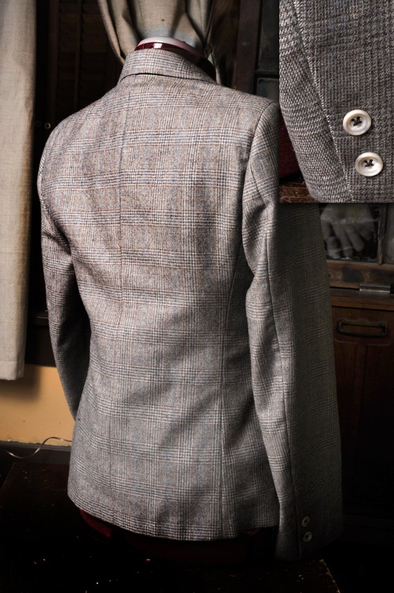 Vintage Brown Glen Plaid Wool Tweed Suit Jacket &… - image 5