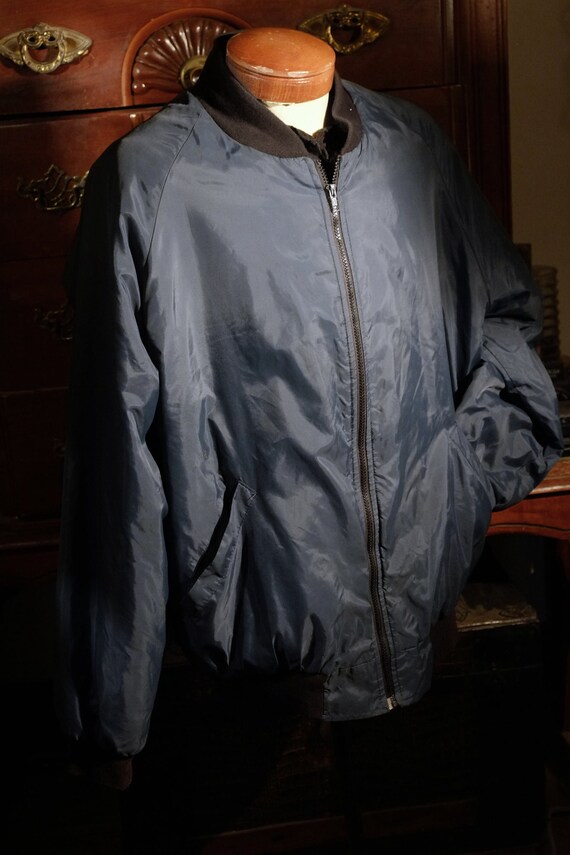 1960's Ozark Mountain Apparel Blue Nylon Bomber Puffe… Gem