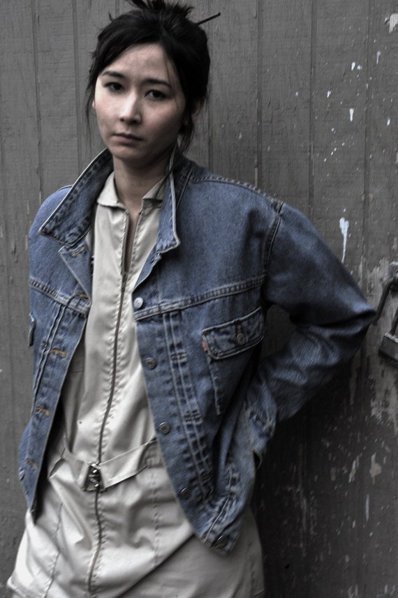 Cinch back denim jacket deals