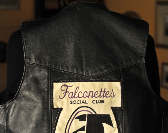 Chaleco Biker vintage de cuero mujer raros club colores parche | Etsy España
