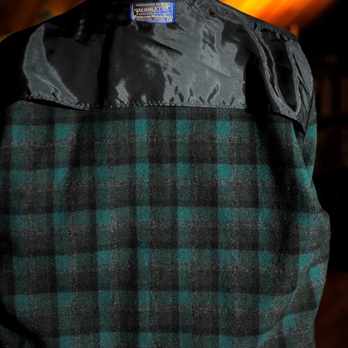 Vintage-Pendleton--Dark-Green-Shadow shops Plaid-Wool-49er - Jacket - M 1950's/60's