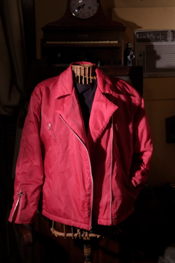 Vintage Woman's Red Puffer Asymmetrical  Motorcyc… - image 2