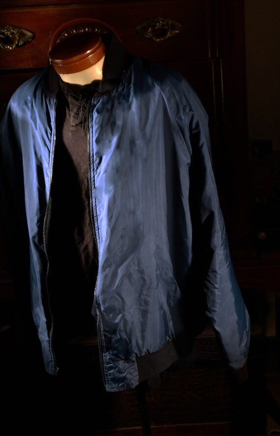 1960's Ozark Mountain Apparel Blue Nylon Bomber Puffe… Gem