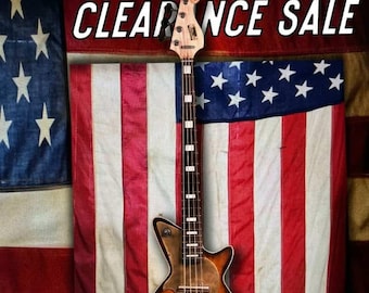 Postal Dixie Flyer Bass Guitar Handmade Sunburst Maple Armstrong Lipstick Pickups - Distressed