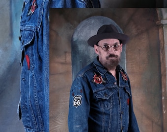 Vintage distressed 60's Vintage Levis Western Blue Jean Denim Jacket Modded M Men or L Women made in USA