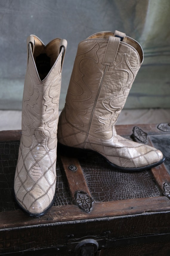 West - Cream and Beige Leather Boots