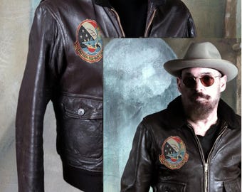 Vintage 60s US Navy G-1 Goatskin Leather Flight Jacket - Size 40