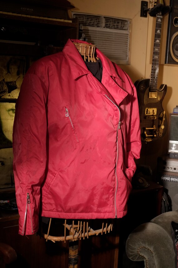 Vintage Woman's Red Puffer Asymmetrical  Motorcyc… - image 4