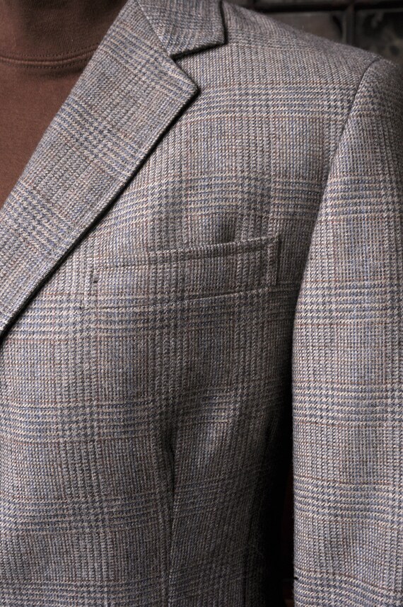 Vintage Brown Glen Plaid Wool Tweed Suit Jacket &… - image 4