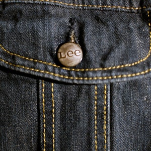Vintage Lee Sherpa lined Blue Jean Denim Jacket Diamond Stitched Lined Sleeves tagged M early 70's Men or Women image 6