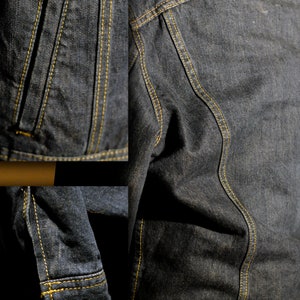 Vintage Lee Sherpa lined Blue Jean Denim Jacket Diamond Stitched Lined Sleeves tagged M early 70's Men or Women image 9