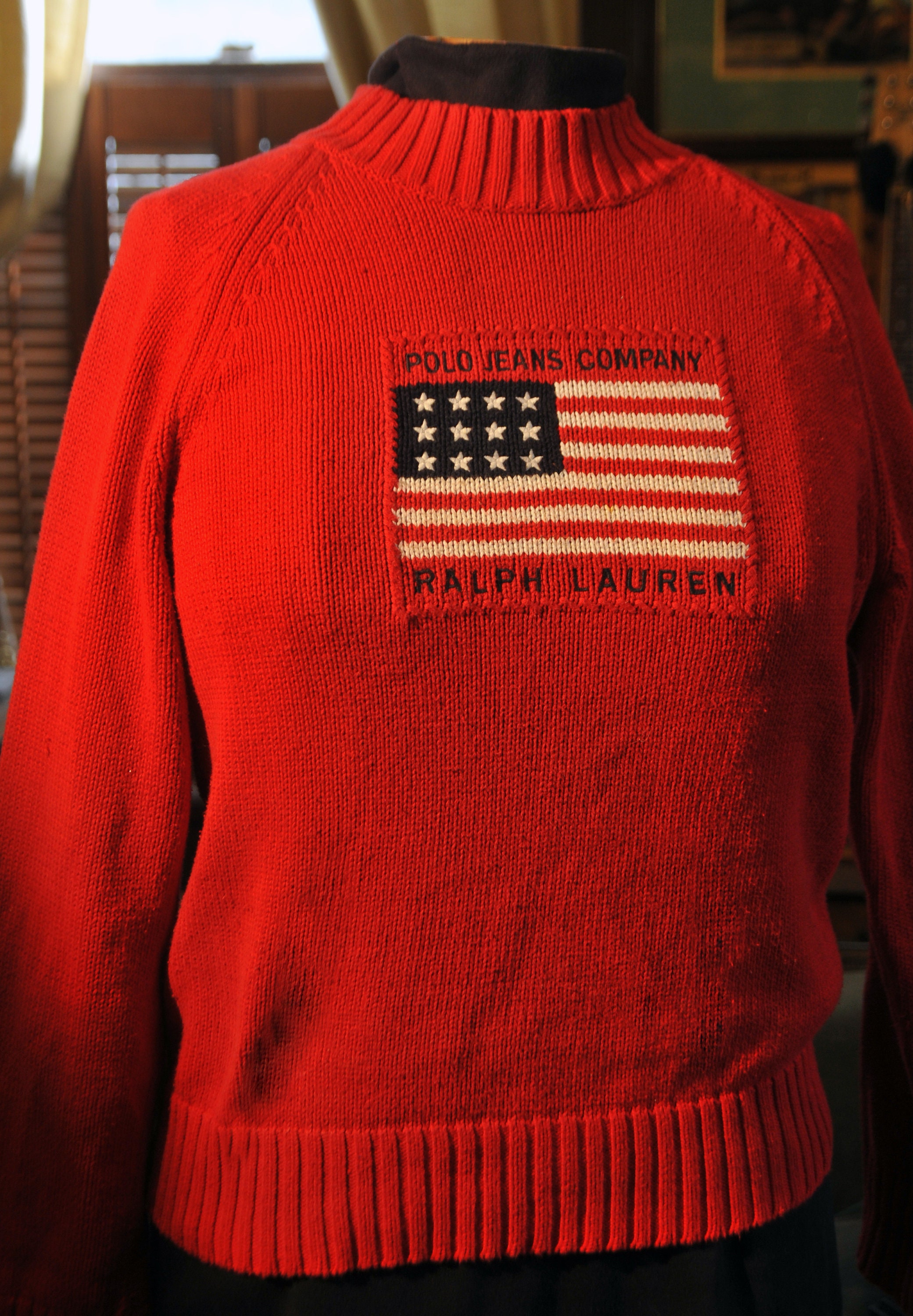 Vintage 90's Polo Ralph Lauren Red American Flag Sweater - Etsy UK