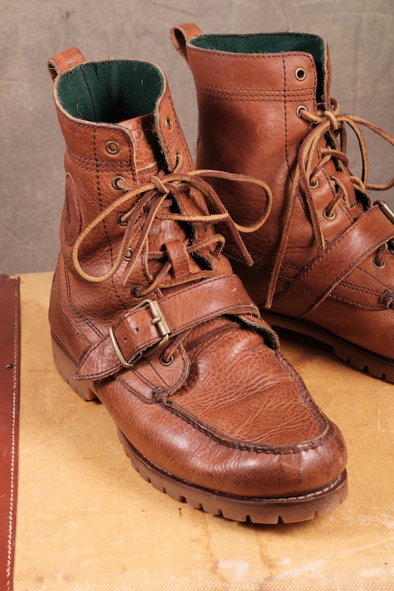 Polo Lauren Ranger Boots Brown Buckle and Lace 10D Soft yet Tough  