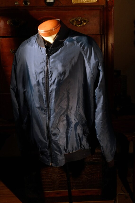 1960's Ozark Mountain Apparel Blue Nylon Bomber Puffe… Gem