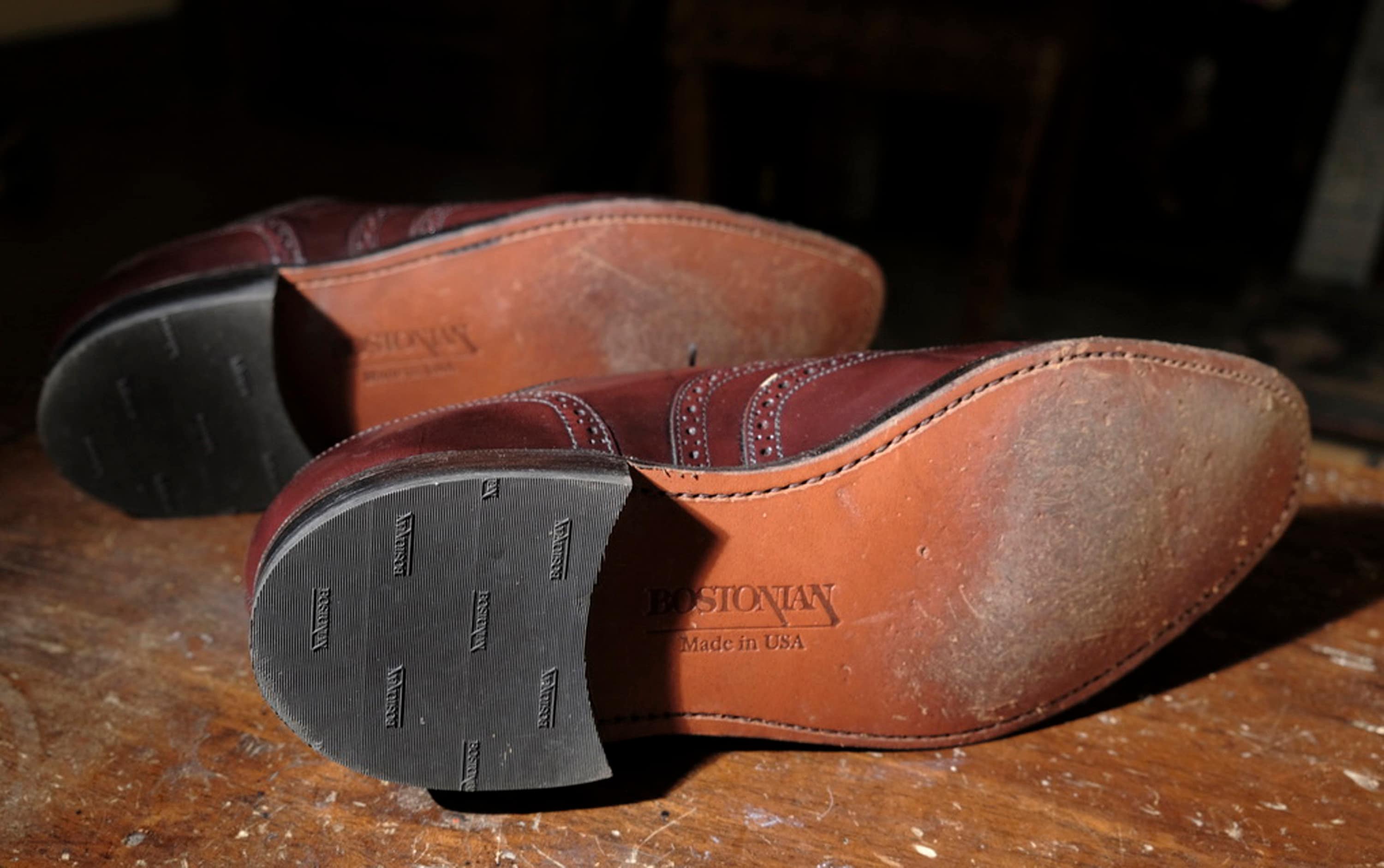 BOSTONIAN IMPRESSION バーガンディ ローファー Bostonian Burgundy Wingtip Oxfords Foot Saver Full Leather