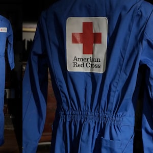 American Red Cross Blue Jumpsuit - Womans M/S - Excellent condition -Large Back Patch - Belt - Long  Sleeves - made in USA
