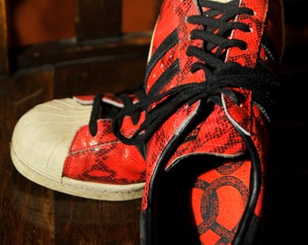 Gemeenten Uitdrukkelijk Gewond raken Rare and Classic Adidas Superstar Red Leather Snakeskin Year - Etsy