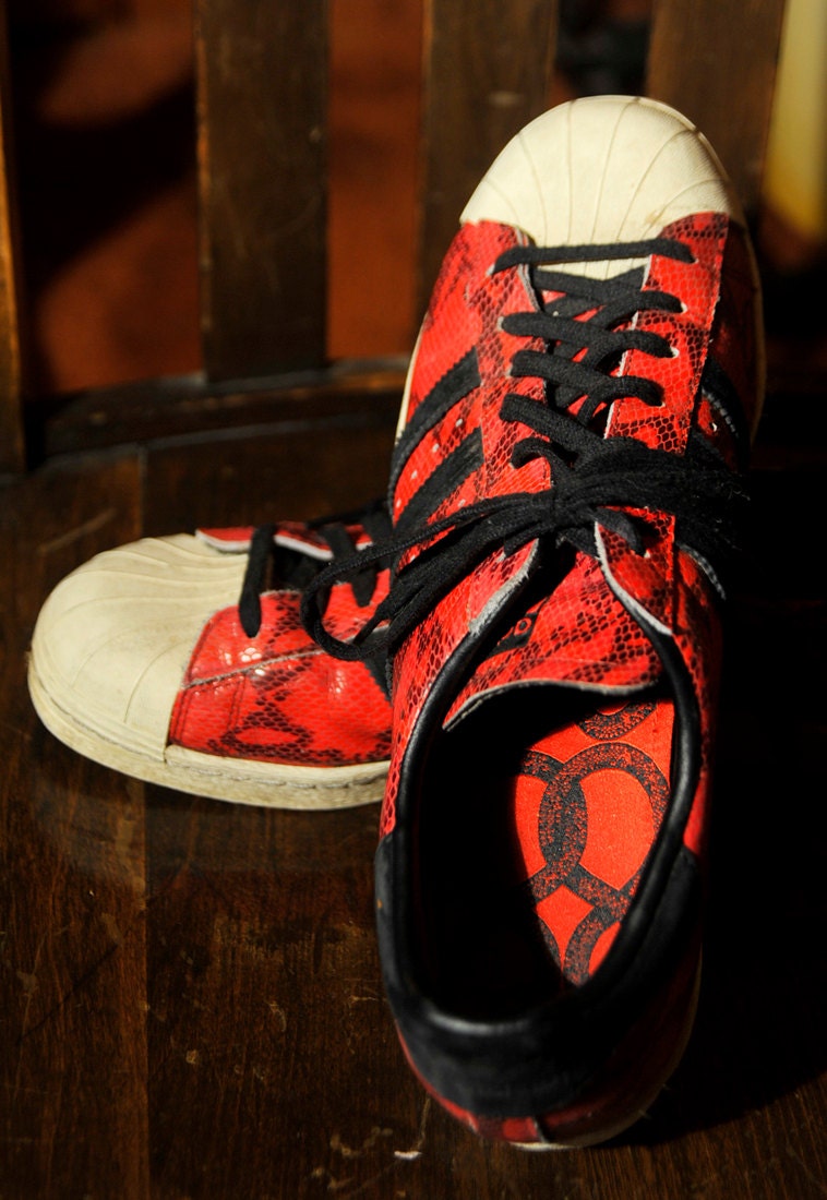 Arkæolog fremsætte Vandret Rare and Classic Adidas Superstar Red Leather Snakeskin Year - Etsy
