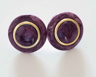 Vintage 80s purple resin pierced earrings for women