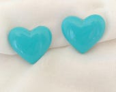Vintage 80s blue heart clip on earrings
