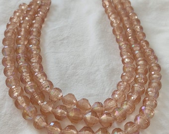 WEST GERMANY 60's vintage necklace chocker 3 light brown color beads strands