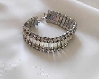 Vintage 70s crystals bracelet for wedding bride for woman