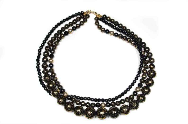 JAPAN 70s multistrand black pearl necklace for women image 2