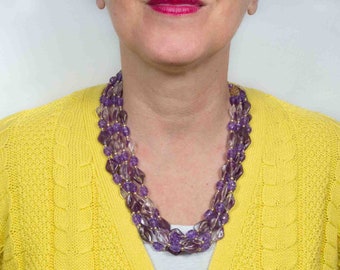 HONG KONG 60s multistrand purple beads necklace for women