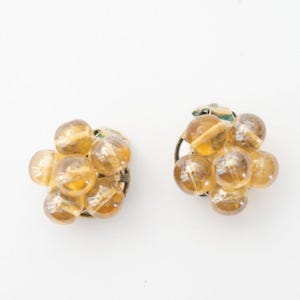 Vintage 60s yellow glass beads earrings clip on