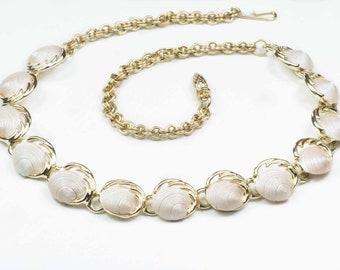 Vintage 70s white seashell necklace chocker