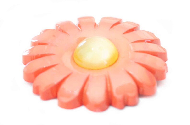 Spilla vintage anni '80 fiore in resina color arancione immagine 4