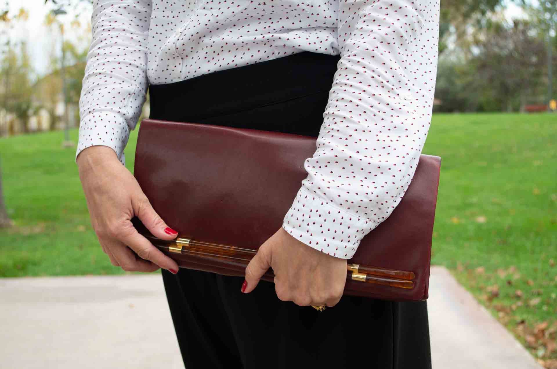 Leather Clutch Bag, Melanie - Orange Croc