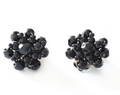 WEST GERMANY 60s vintage clip on earrings with black resin beads