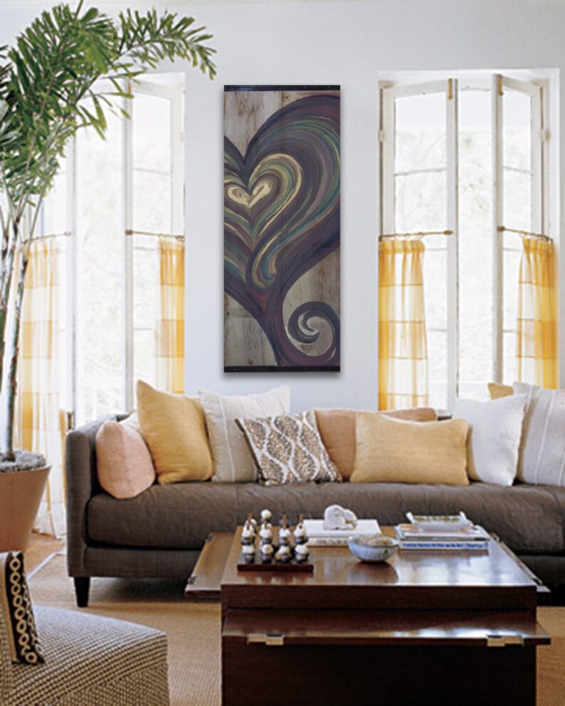 Painted Home Decor Swirled Heart Reclaimed Wood Wall Art Etsy