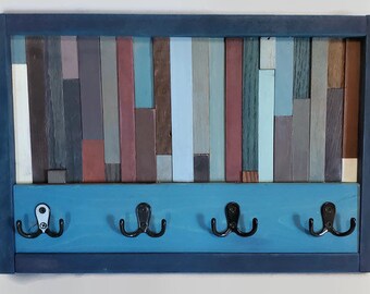 Reclaimed Wood Wall Art, modern wood wall art, Coat Rack, Key Rack, Jewelry Organizer,  Wood Wall Art