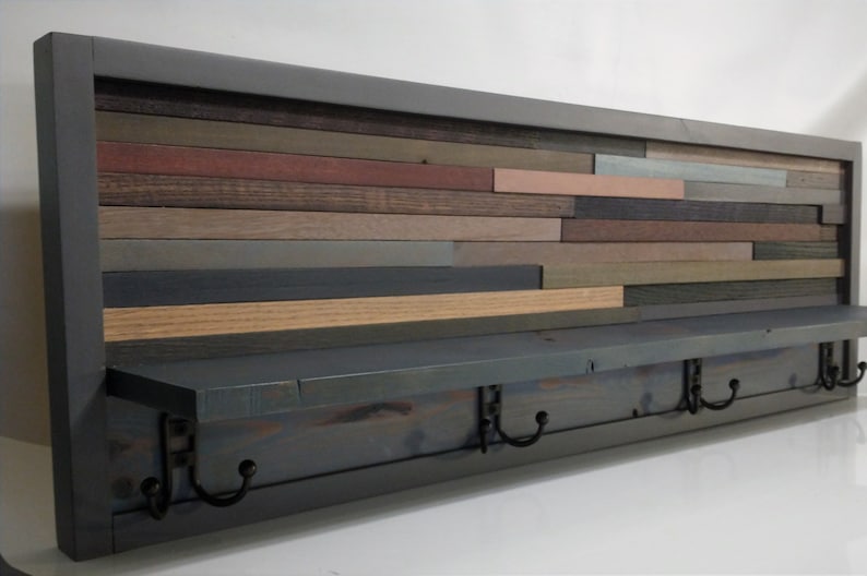 Large Reclaimed Wood Coat Rack With Shelf Wood Wall Art Etsy