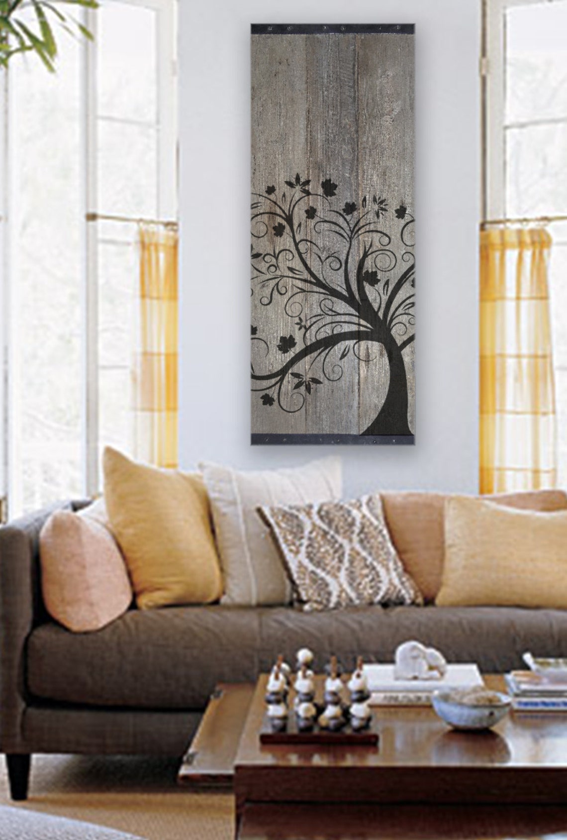 Reclaimed Barn Wood Rustic Wall Art Whimsical Tree Etsy