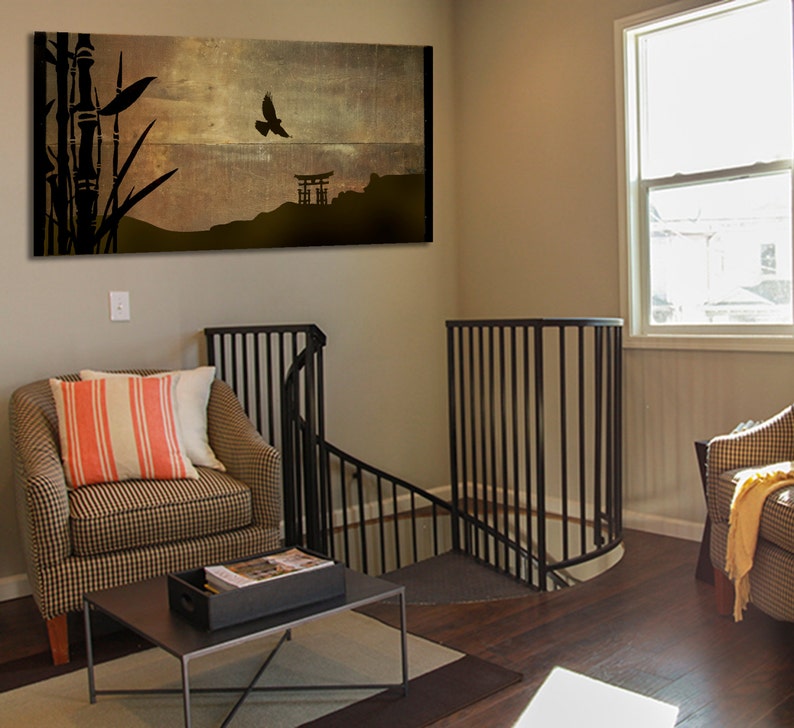 Yellow Zen large Wall Art Rustic Painting on Reclaimed Wood Etsy