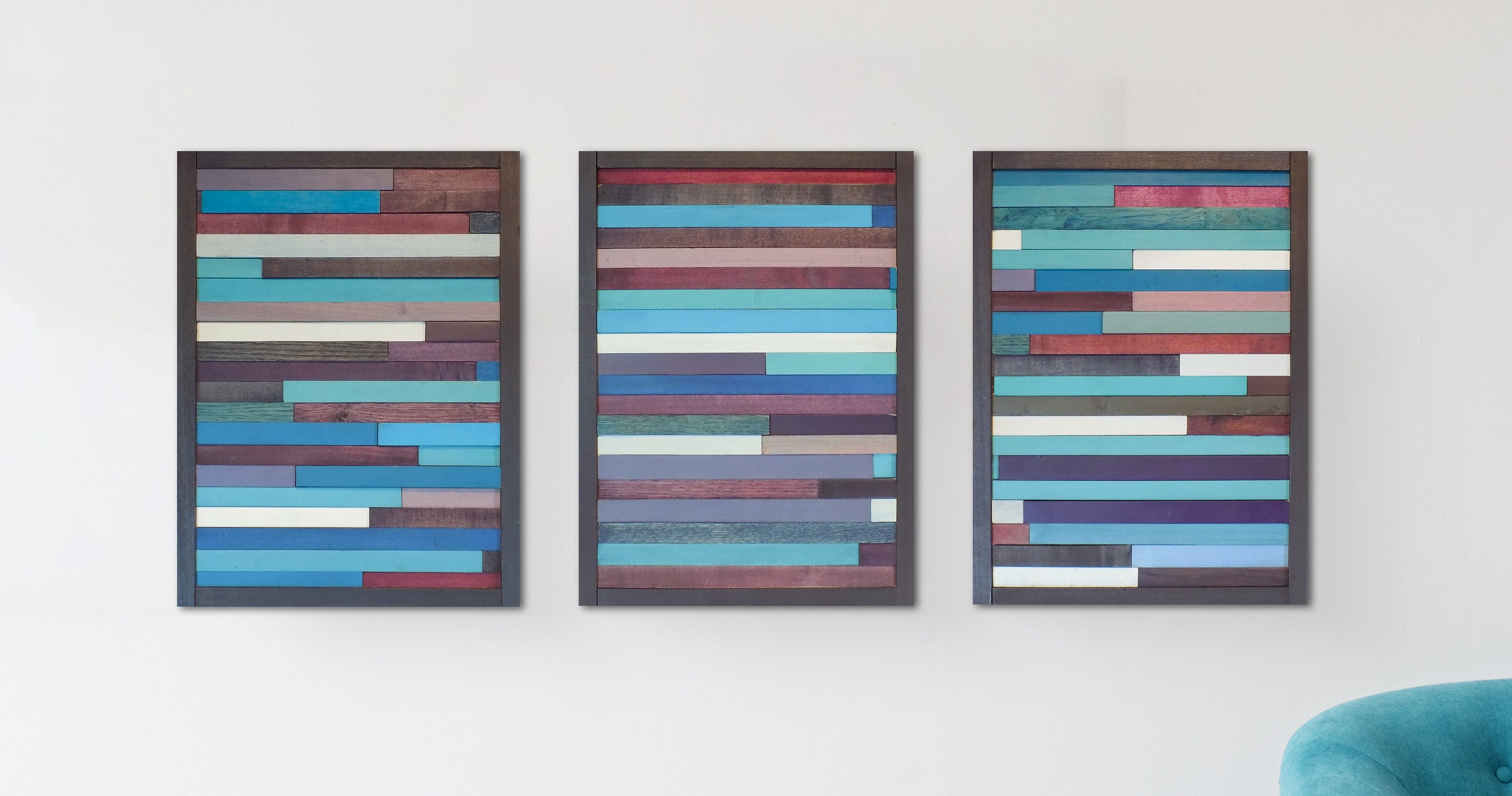 Large Reclaimed Wood Wall Art Set of Three Wood wall art 3 Etsy